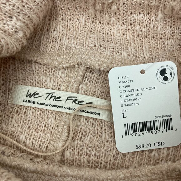 NWT Free People We The Free Tommy Turtleneck Sweater Size L Toasted Almond - Picture 8 of 10